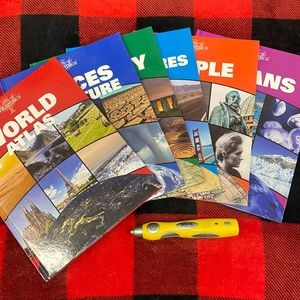 Britannica Encyclopedia Books with pen